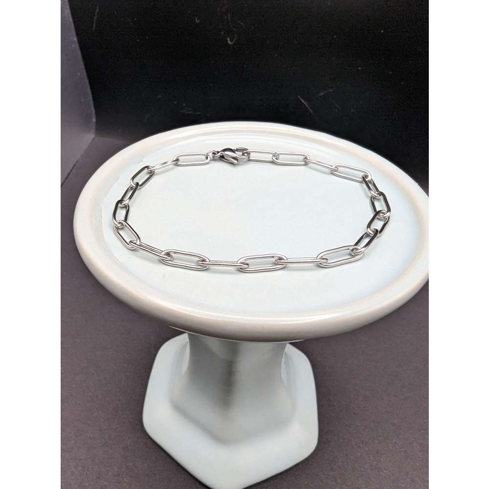 XXS Stainless Steel Paper Clip Chain Stackable Bracelet 6 inch - Picture 5 of 5